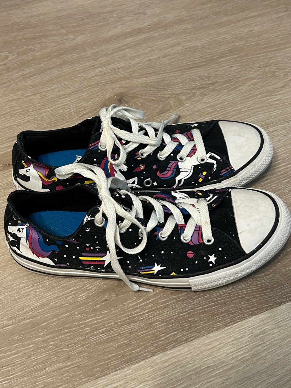 Converse Chuck Taylor Kids Black Unicorn Print Low-Top Sneakers Sz 6